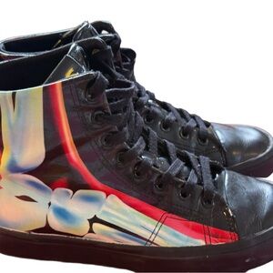 Adidas Womens Black Skeleton Graphic High Top Sneakers Size US 7